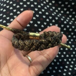 Braided Leopard Pattern Bracelet with Gold Accents